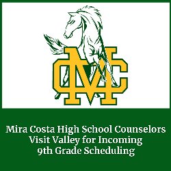 Mira Costa High School Counselors Visit Valley for Incoming 9th Grade Scheduling